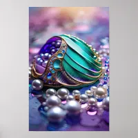 Colorful Mermaid Teal Jewels Poster