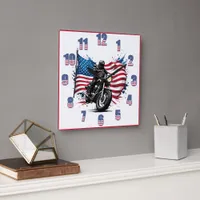 Rider with vibrant American flag Square Wall Clock