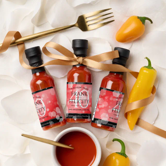 Elegant 40th Ruby Wedding Anniversary Celebration Hot Sauces