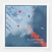 Watercolor Abstract Fighter Plane with Red Smoke Paper Dinner Napkins