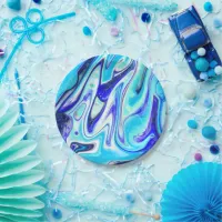 Melted Blue | Marble Fluid Art Paper Plates