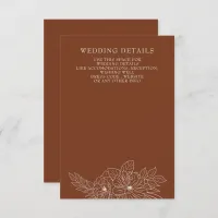 Terracotta Minimal Elegant Floral Sketch Wedding Enclosure Card