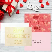 Happy Valentine's Day Tiny Heart Shaped Font Foil Card