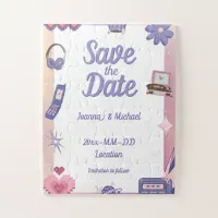 Y2K Pink Purple 2000s Retro Tech Geek Save Date Jigsaw Puzzle