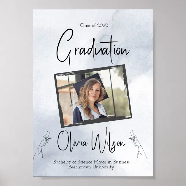 Grey Aesthetic Graduation Announcement Poster
