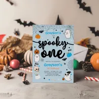 Spooky One Cute Halloween Ghost 1st Birthday Party Invitation