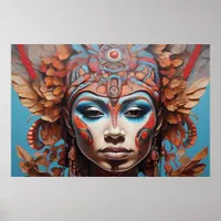 Aztec Abstract Vibrant Tribal Fusion Art Poster