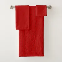 Mosaic Solid Red Textured Pattern Bath Towel Set