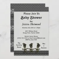 Tribal Baby Shower Gray Abstract Fertility Dance Invitation