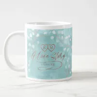 Watercolor Snowdrops Wedding Teal/Copper ID726 Giant Coffee Mug