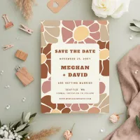 Terracotta Retro Groovy Boho Chic Save The Date Announcement