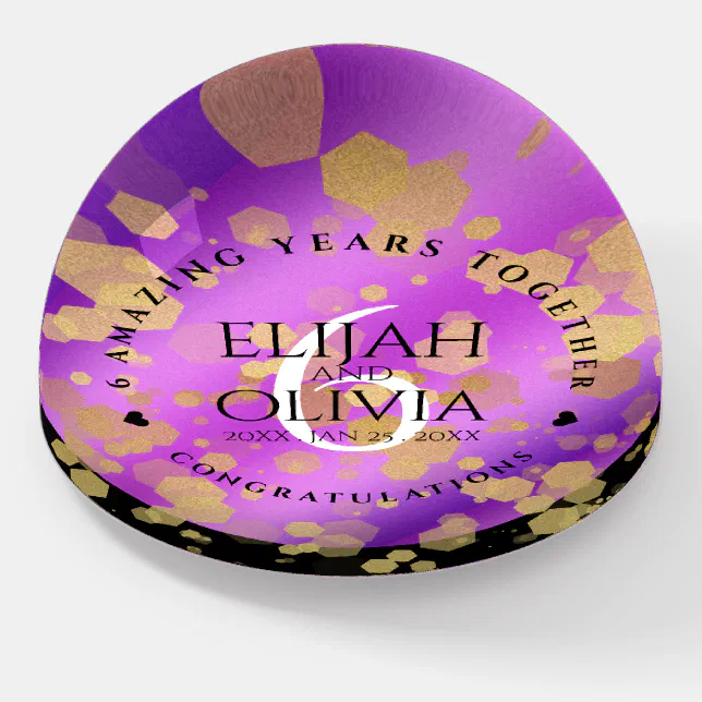 Elegant 6th Amethyst Wedding Anniversary Paperweight