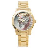 Fire breathing dragon red white and gold scales watch