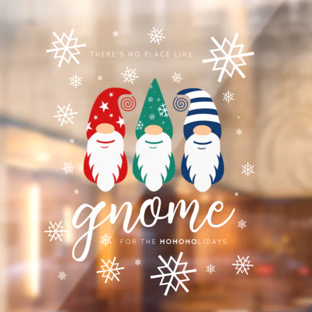 Hygge Christmas Gnome for the Holidays Snowflakes Window Cling