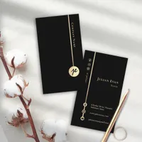 Elegant Minimalist Monogram Modern Black and Gold Business Card