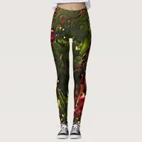 Christmas Tree Red & Gold Christmas Leggings