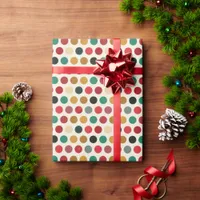 Green White Red Vintage Polka Dot Wrapping Paper