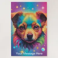 Cute Cosmic Puppy Dog Surreal Rainbow Art  Jigsaw Puzzle