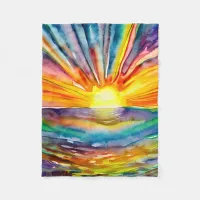 A Pretty Sunset over the Water Reflection  Fleece Blanket