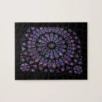 Purple Stained Glass Church Window Jigsaw Puzzle