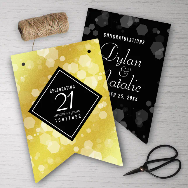 Elegant 21st Brass Wedding Anniversary Celebration Bunting Flags