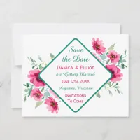 Elegant Spring Pink Floral Wedding Save the Date Invitation