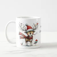 Cute Whimsical Reindeer Merry Christmas Coffee Mug