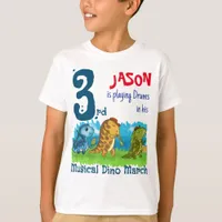 Custom 3rd Birthday Musical Dino March T-Shirt