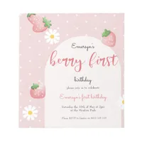 Daisy Strawberry Berry First Birthday Invitation Notepad