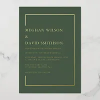 Simple Minimalist Green Modern Wedding  Foil Invitation