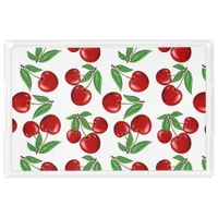 Red Cherries Graphic All Over Pattern Acrylic Tray