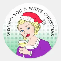 Wishing you a White Christmas Funny Holiday Classic Round Sticker