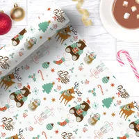 Christmas Deer Bears Snowmen Wrapping Paper