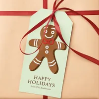 Gingerbread Man Mint Green Christmas Gift Tags