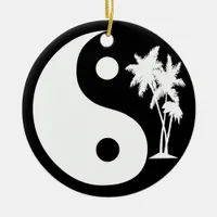 Thumbnail for Black and White Palm Trees Yin Yang Ceramic Ornament