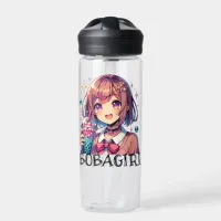 Cute Anime Girl Holding Bubble Tea Water Bottle