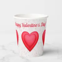 Valentine's Day Fancy Red Hearts Paper Cups