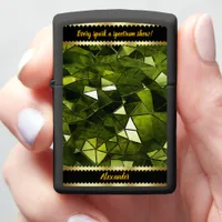 Holographic Green Geometric Patterns Shine Zippo Lighter