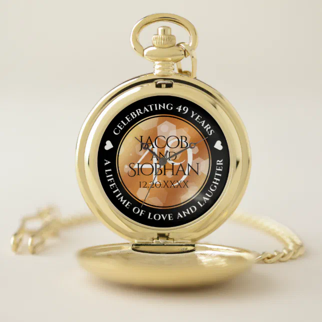 Elegant 49th Copper Wedding Anniversary Pocket Watch