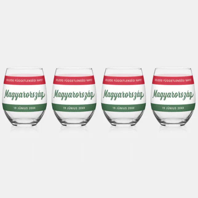 Hungary Independence Day National Flag Stemless Wine Glass
