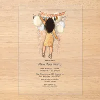 Transparent Glamorous New Year Party Acrylic Invitations