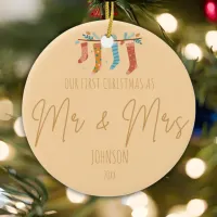 Everlasting Embrace - Mr. & Mrs. First Christmas  Ceramic Ornament