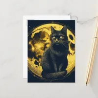 Black Cat on the Moon Postcard