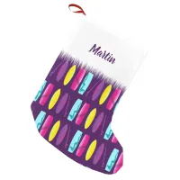 Surfboards Multi-Colored Surfing Pattern Small Christmas Stocking