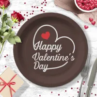 Happy Valentine's Heart Swash ID734 Paper Plates