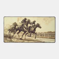 Horse Racing Sketch Desk Mat