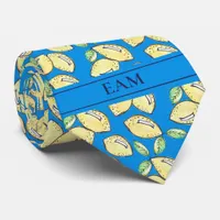 Lemon Vibrant Modern Bold Add Initials Novelty Fun Neck Tie