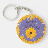 Sunny Yellow Flower Worn Look Acrylic Keychain