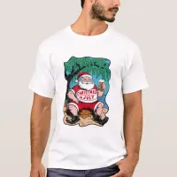 Festive Santa Enjoying Beer Under Tree T-Shirt