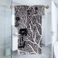 Black leopard in the jungle - pencil drawing bath towel set